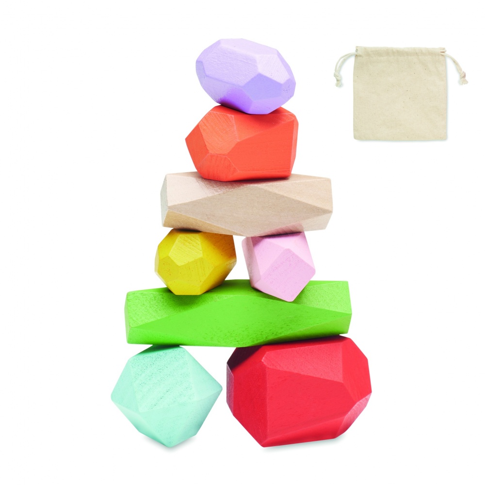 Logo trade promotional giveaways picture of: 8 stacking wood rocks in pouch